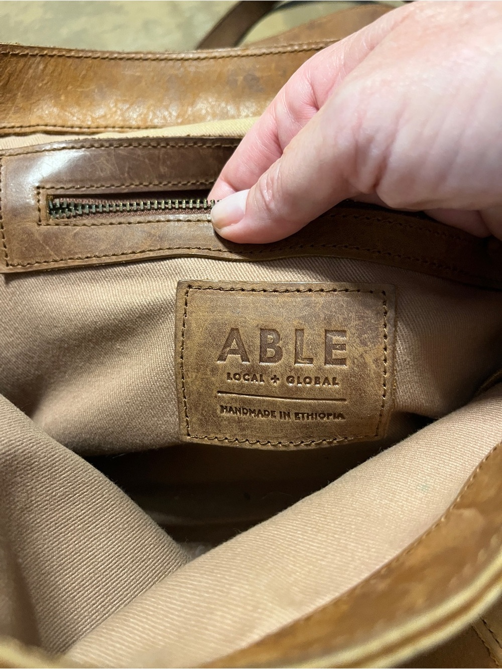 Able Brown Leather Crossbody Messenger Bag - Picture 4 of 5
